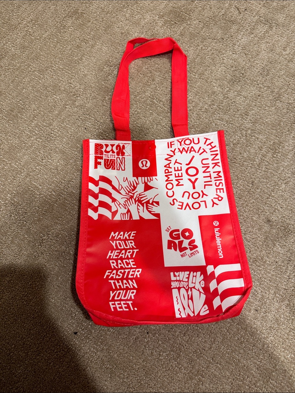 lululemon athletica Red and White Graphic Tote
